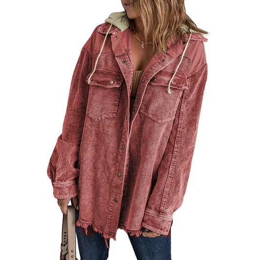 Astrid | Cordfløjl Jakke med hætte