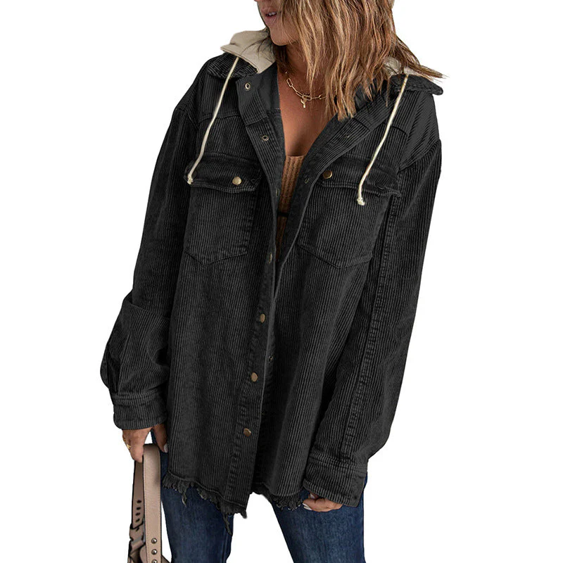 Astrid | Cordfløjl Jakke med hætte