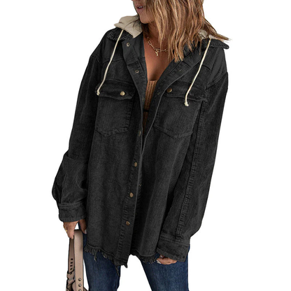 Astrid | Cordfløjl Jakke med hætte